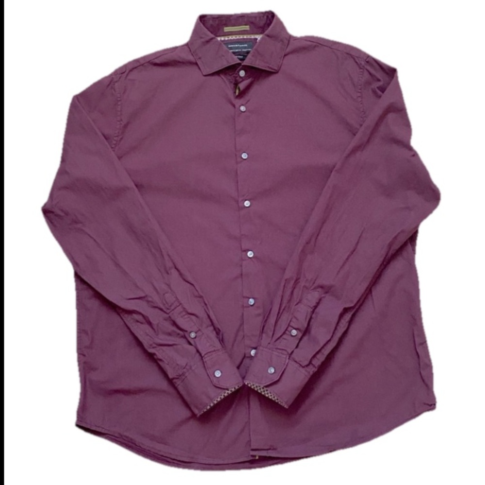 DENIM & FLOWER | 100% Cotton Plum Button down Shirt Ricky Singh Size XL